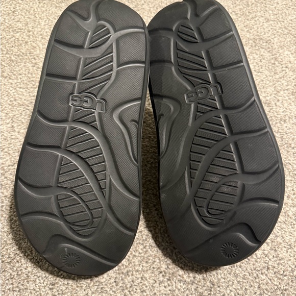 UGG Black Slide Sandals with White Accents - Picture 2 of 3